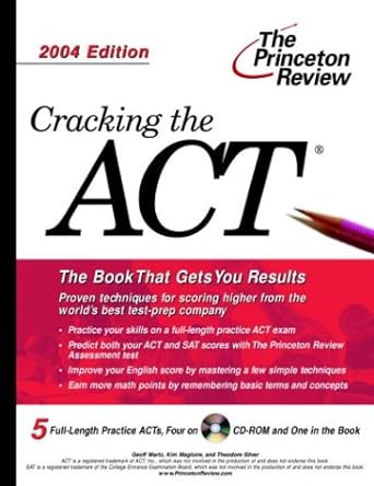 cracking the act with sample tests on cd rom 2004 edition 1st edition princeton review 0375763945,