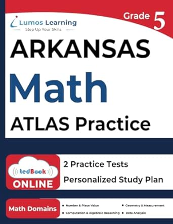 arkansas teaching and learning assessment system test prep 5th grade math practice workbook and full length