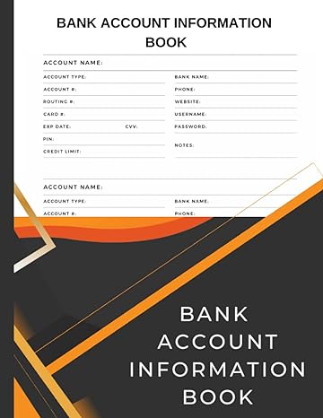 bank account information book 8 5 x 11 100 pages 1st edition samet cakir b0brgxlkzz