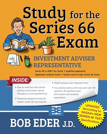 study for the series 66 exam investment adviser representative 1st edition bob eder 1729298443, 978-1729298442