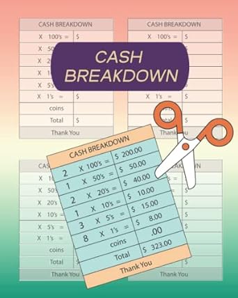 cash breakdown teller slip / money breakdown book/cash envelopes/ 100 pages with 50 sheet on one side only