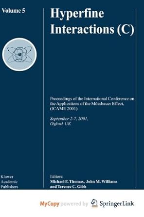 hyperfine interactions proceedings of the international conference on the applications of the m ssbauer