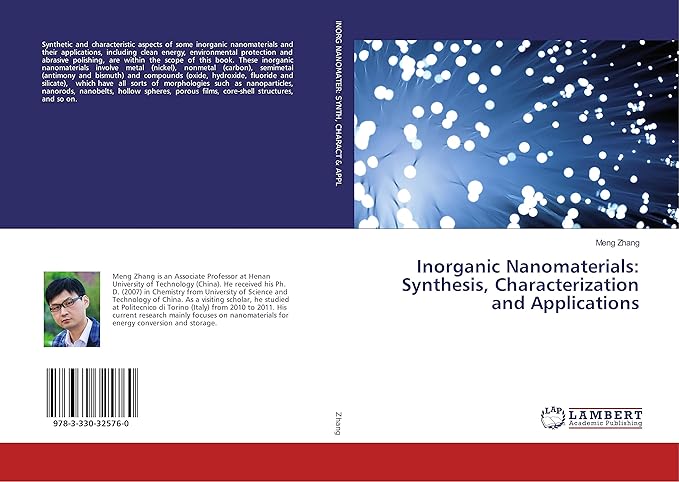 inorganic nanomaterials synthesis characterization and applications 1st edition meng zhang 3330325763,