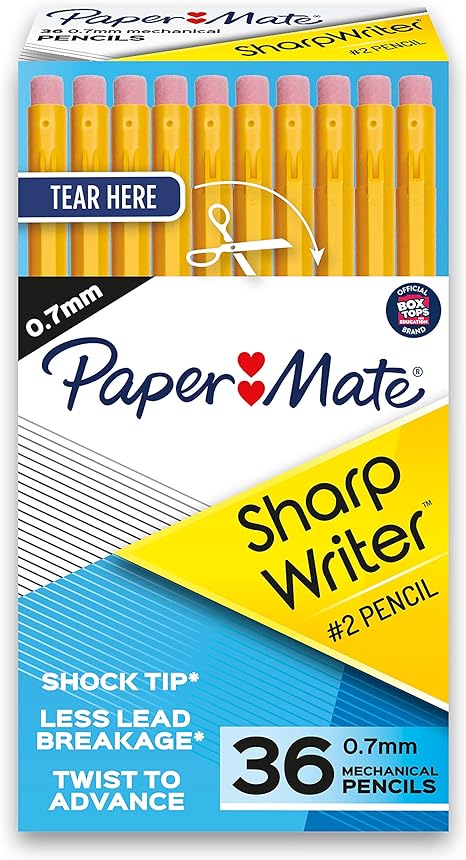 paper mate sharpwriter mechanical pencils 0 7 mm #2 pencil pencils for school supplies yellow 36 count 1st