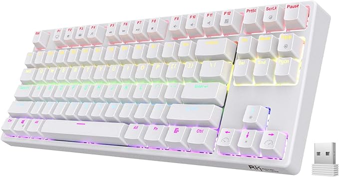 rk royal kludge sink87g wired/wireless tkl mechanical gaming keyboard no numbpad compact 2 4g rgb wireless