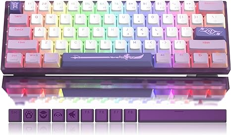 womier 60 percent keyboard wk61 mechanical rgb wired gaming keyboard hot swappable purple creamy keyboard