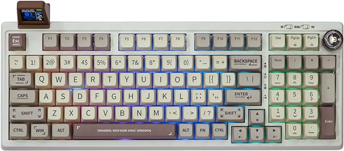 epomaker rt100 mechanical keyboard retro gaming keyboard with display screen bt5 0/2 4g/usb c 97 keys gasket