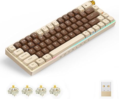 royalaxe 60 percent wireless mechanical keyboard gateron g pro 3 0 yellow switch hot swappable