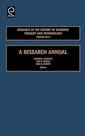 research in the history of economic thought and methodology a research annual 1st edition warren j samuels