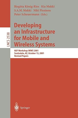 developing an infrastructure for mobile and wireless systems nsf workshop imws 2001 scottsdale az october 15