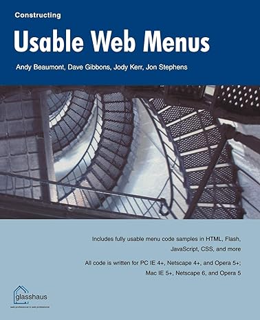 constructing usable web menus 1st edition andy beaumont ,dave gibbons ,jody kerr ,jon stephens 1590591860,