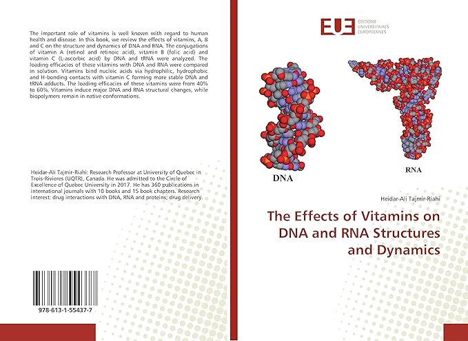 the effects of vitamins on dna and rna structures and dynamics 1st edition heidar-ali tajmir-riahi