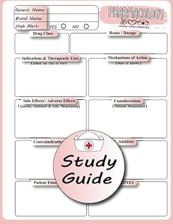 nursing school pharmacology study guide a blank medication template for nursing student 1st edition fairy