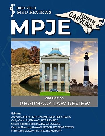 mpje north carolina a pharmacy law review 1st edition high yield med reviews ,anthony j busti ,craig cocchio