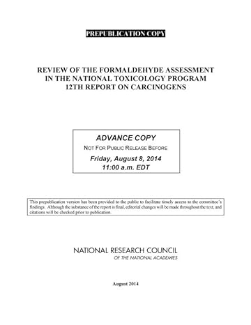 review of the formaldehyde assessment in the national toxicology program 12th report on carcinogens 1st