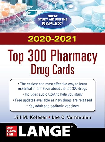 mcgraw hills 2020/2021 top 300 pharmacy drug cards 5th edition jill kolesar ,lee c vermeulen 1260457761,