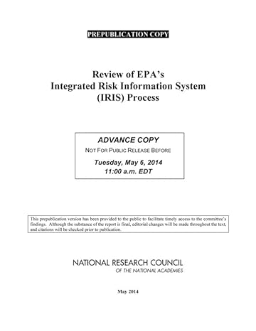 review of epas integrated risk information system process 1st edition national research council ,division on