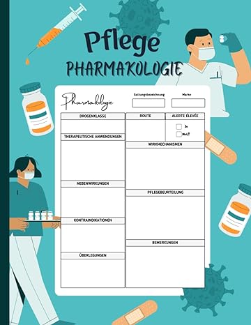 studienheft zur krankenpflege pharmakologie wunderschones leeres arbeitsbuch mit medikamentenvorlagen fur