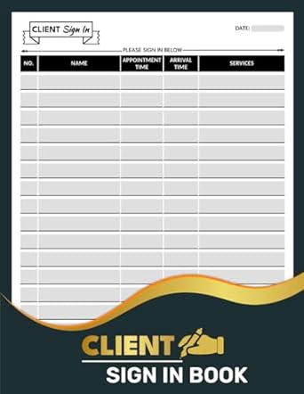 client sign in book check in sheets for salon barbershop spa and office track business appointments and walk