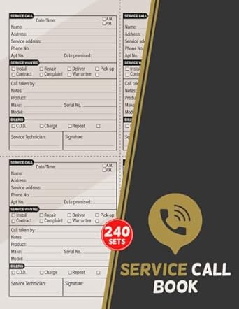 service call book customer service request log for any small businesses or service providers 4 x 60 forms 4