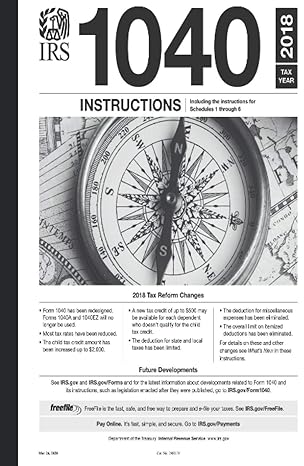 1040 instructions tax year 2018 1st edition internal revenue service b08xvjtsrz, 979-8715457943