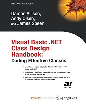 visual basic net class design handbook coding effective classes 1st edition geir olsen ,damon allison ,james