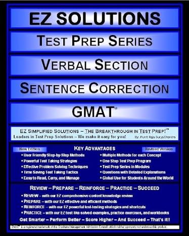 ez solutions test prep series verbal section sentence correction gmat new edition punit raja suryachandra ,ez