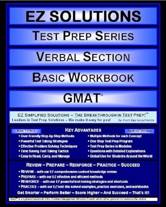 ez solutions test prep series verbal section basic workbook gmat 1st edition punit raja suryachandra ,ez