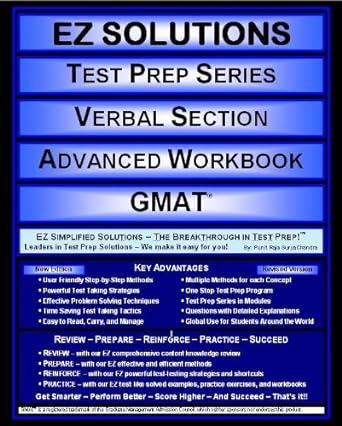 ez solutions test prep series verbal section advanced workbook gmat 1st edition punit raja suryachandra ,ez