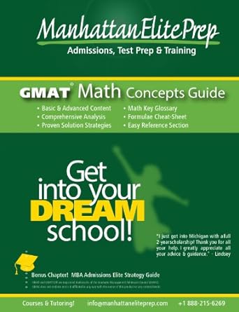 gmat elite study series math concepts guide 1st edition manhattan elite prep 0982432445, 978-0982432440