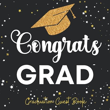 graduation guest book black white and gold themed party decoration sign in message guestbook with name advice