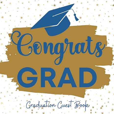 graduation guest book navy blue white and gold themed party decoration sign in message guestbook with name