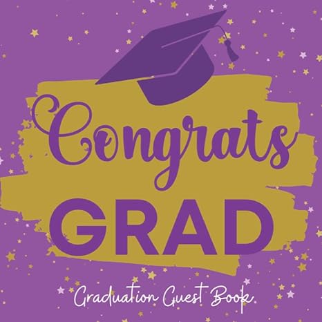 graduation guest book congrats grad purple and gold themed party decoration sign in message guestbook with