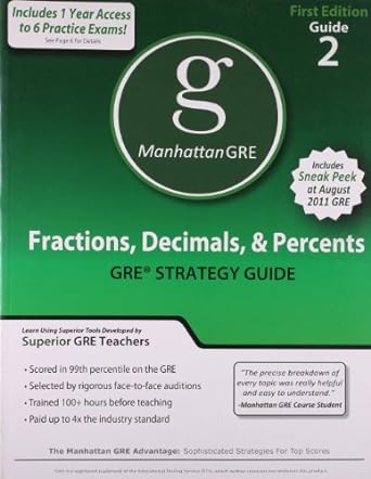 fractions decimals and percents gre preparation guide 1st edition - manhattan gre 1935707035, 978-1935707035