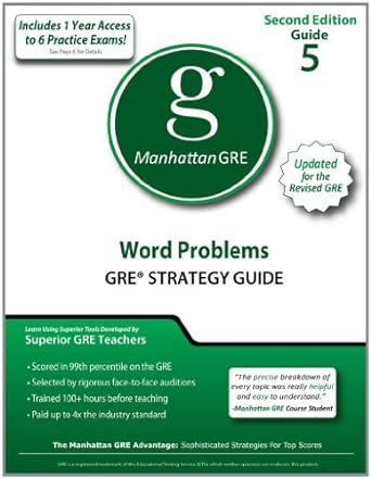 word problems gre strategy guide original edition - manhattan gre 193570754x, 978-1935707547