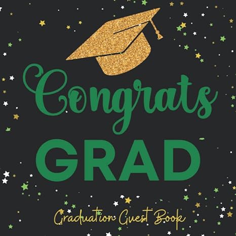 graduation guest book black green and gold themed party decoration sign in message guestbook with name advice