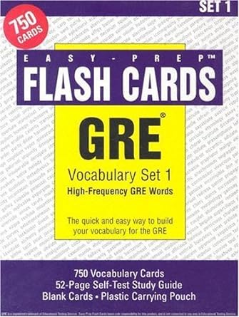 gre vocabulary set 1 high frequency gre words 1st edition easy-prep flash cards 1890982040, 978-1890982041