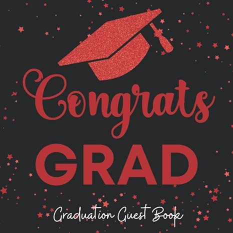 graduation guest book congrats grad black red and white themed party decoration sign in message guestbook