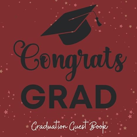 graduation guest book congrats grad maroon black and white themed party decoration sign in message guestbook