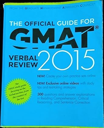 the official guide for gmat verbal review 2015 with online question bank and exclusive video 1st edition gmac