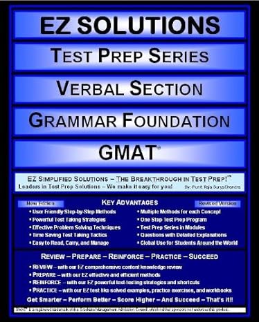 ez solutions test prep series verbal section grammar foundation gmat new edition punit raja suryachandra, ez