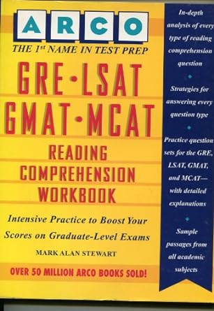 gre lsat gmat mcat reading comprehension workbook 2nd edition mark alan stewart 0028603494, 978-0028603490