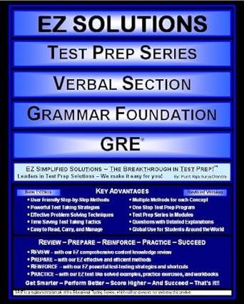 ez solutions test prep series verbal section grammar foundation gre new edition punit raja suryachandra ,ez