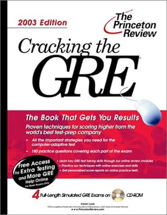 cracking the gre with sample tests on cd rom 2003 edition book and cd-rom edition karen lurie 0375762485,