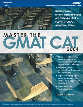 master the gmat cat 2004 revised, subsequent edition arco 0768912032, 978-0768912036