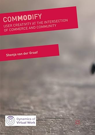 commodify user creativity at the intersection of commerce and community 1st edition shenja van der graaf