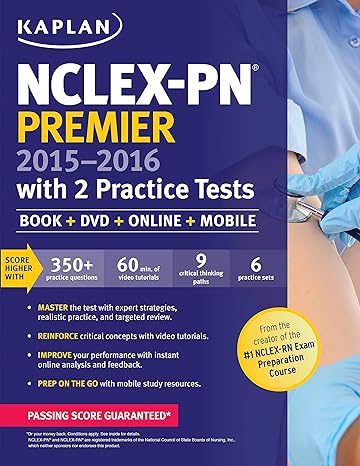 Nclex Pn Premier 2015 2016 With 2 Practice Tests Book + Dvd + Online + Mobile