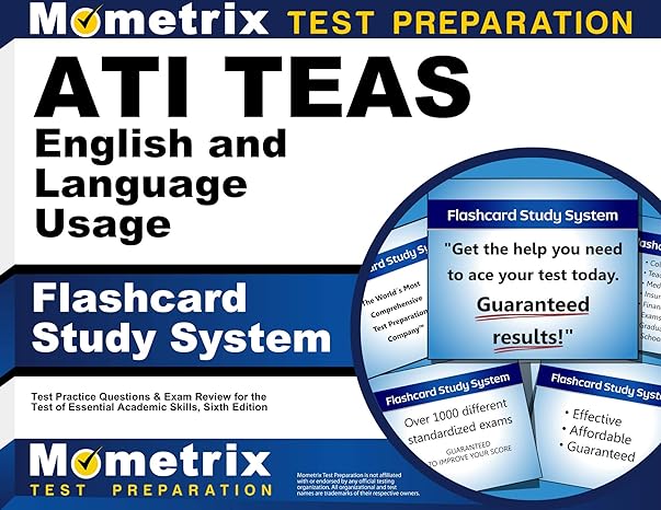 ati teas english and language usage flashcard study system teas 6 test practice questions and exam review for