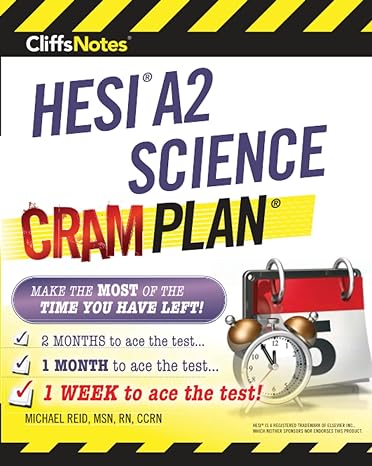 cliffsnotes hesi a2 science cram plan 1st edition michael reid m.s.rn 0358212340, 978-0358212348