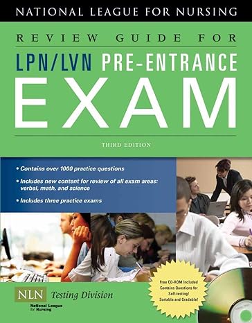 review guide for lpn/lvn pre entrance exam 3rd edition national league for nursing 0763762709, 978-0763762704